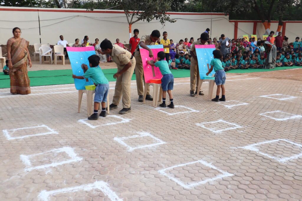 Students participating in a school activity at Sir C.R. Reddy School